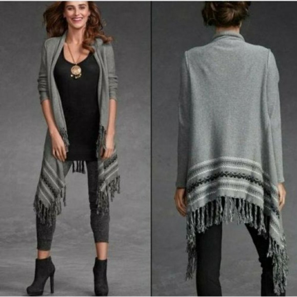 Cabi Prairie fringe poncho cardigan